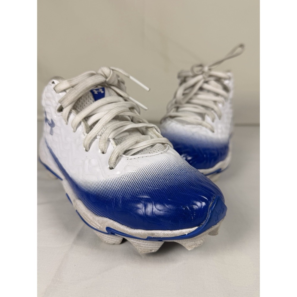 Under Armour Boy's Football Cleats White Blue Size 13K Molded Stud Youth